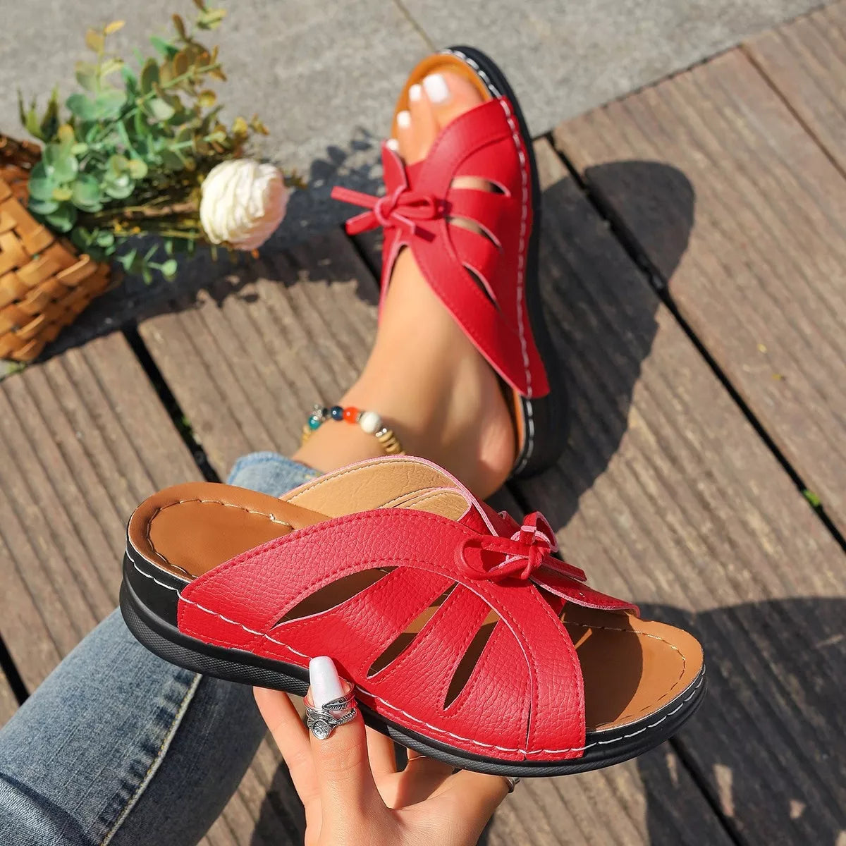 Open Toe Wedge Sandals in Blue for Women
