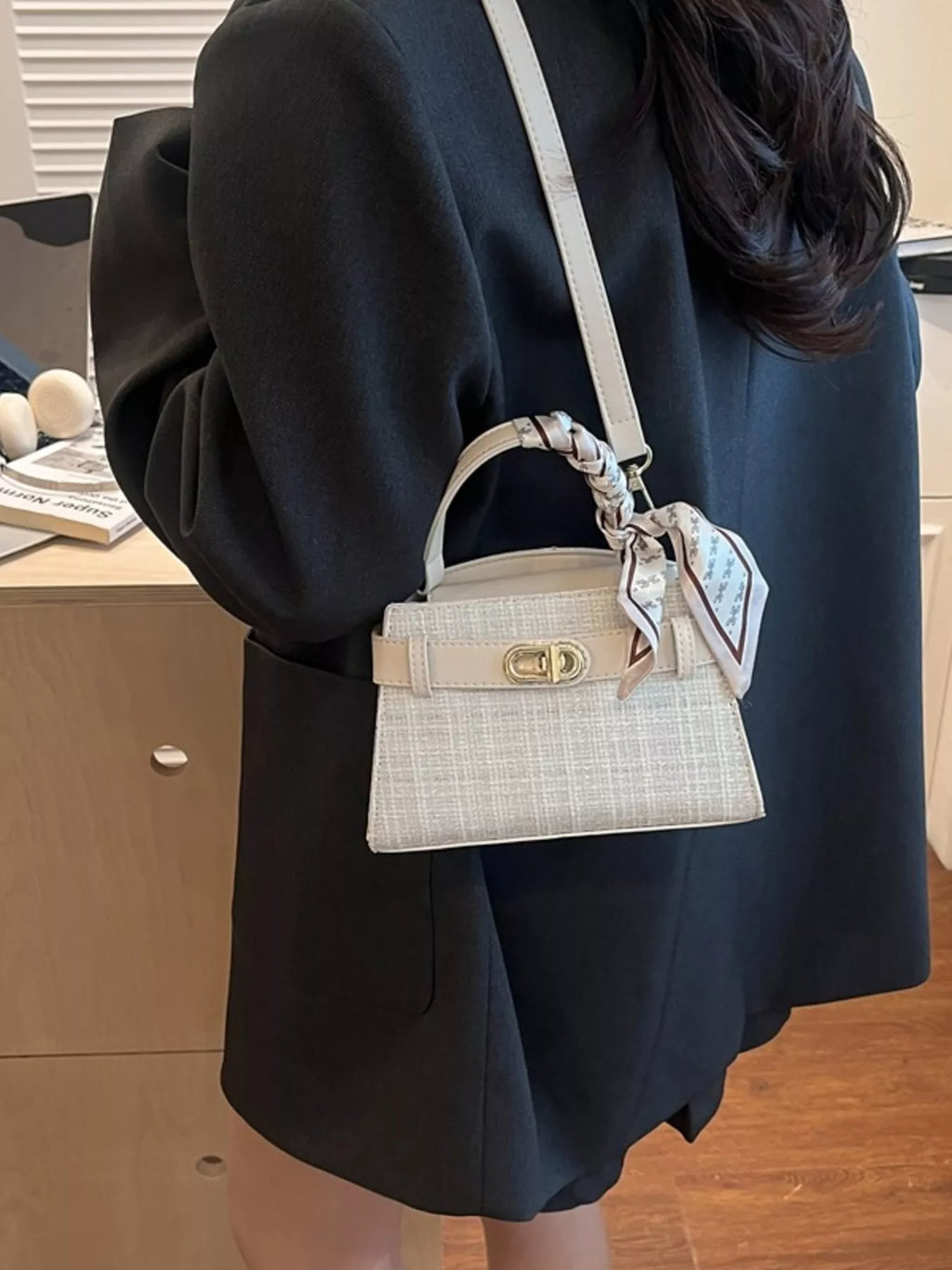 Texture Top Handle Crossbody Bag for Women