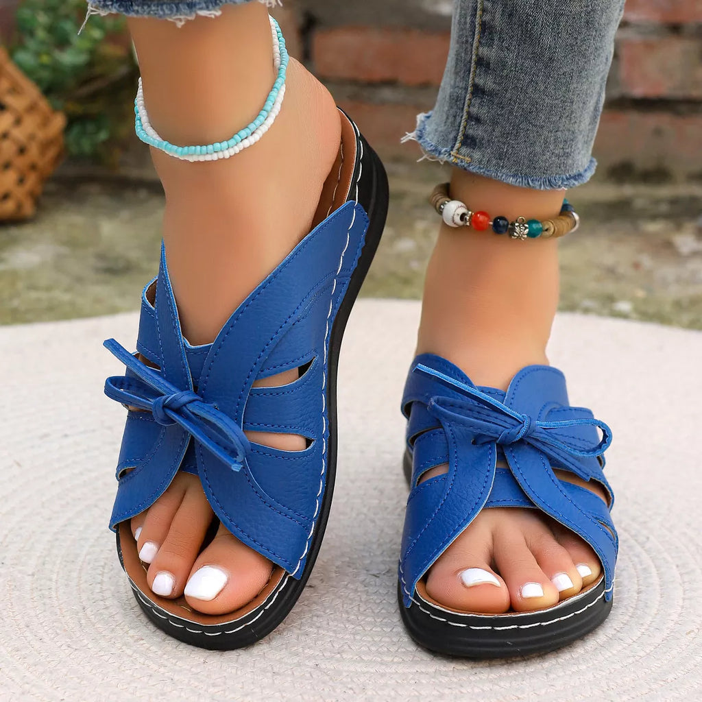 Open Toe Wedge Sandals in Blue for Women