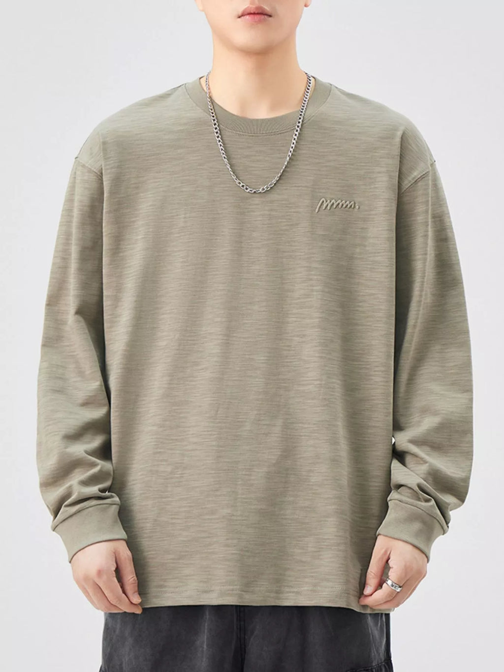 Plus Size Casual Long Sleeve T-Shirt in Black for Men