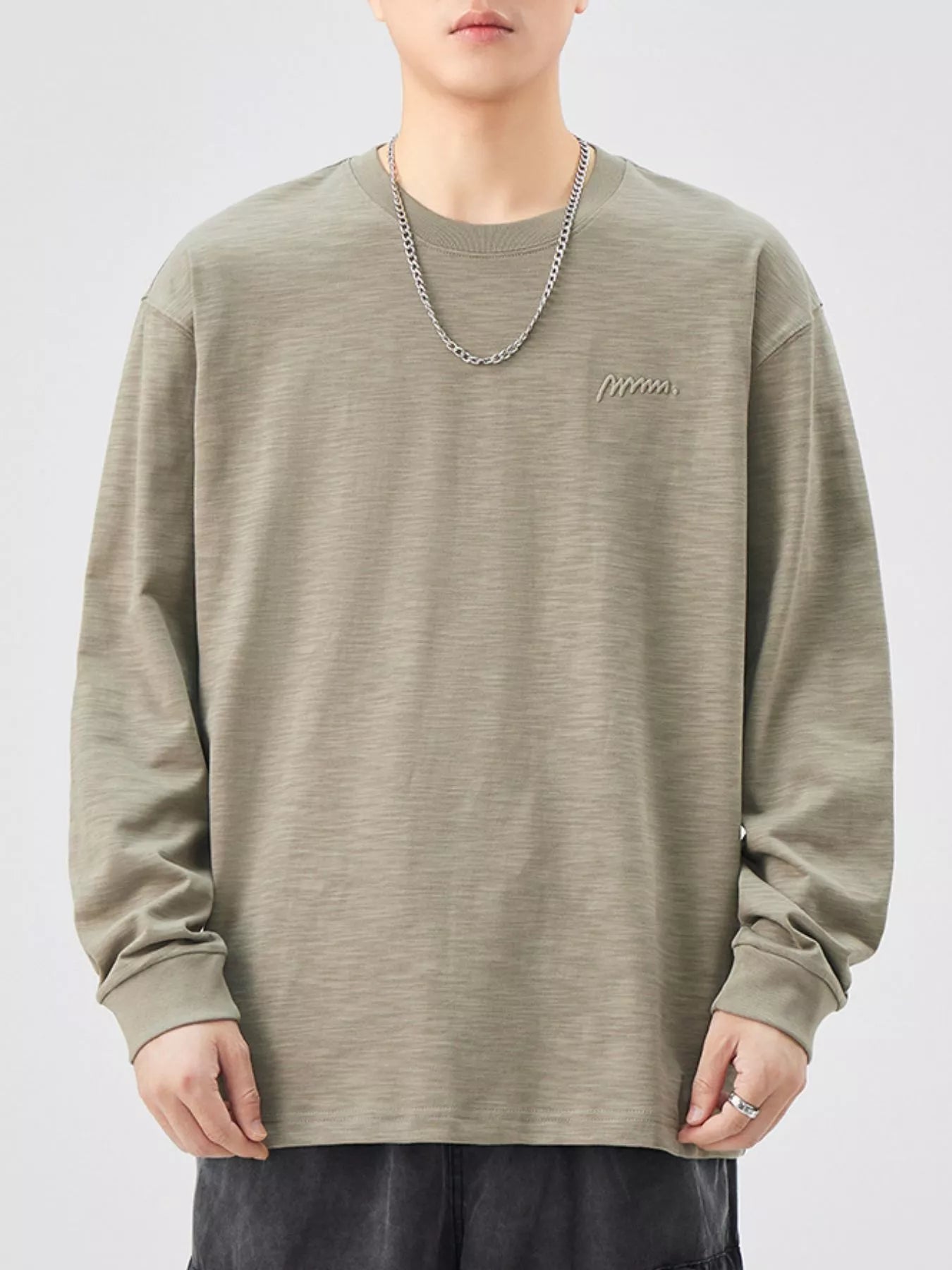 Plus Size Casual Long Sleeve T-Shirt in Black for Men
