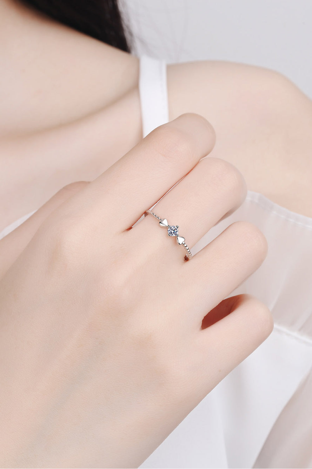 Adored Moissanite Heart 925 Sterling Silver Ring for Women