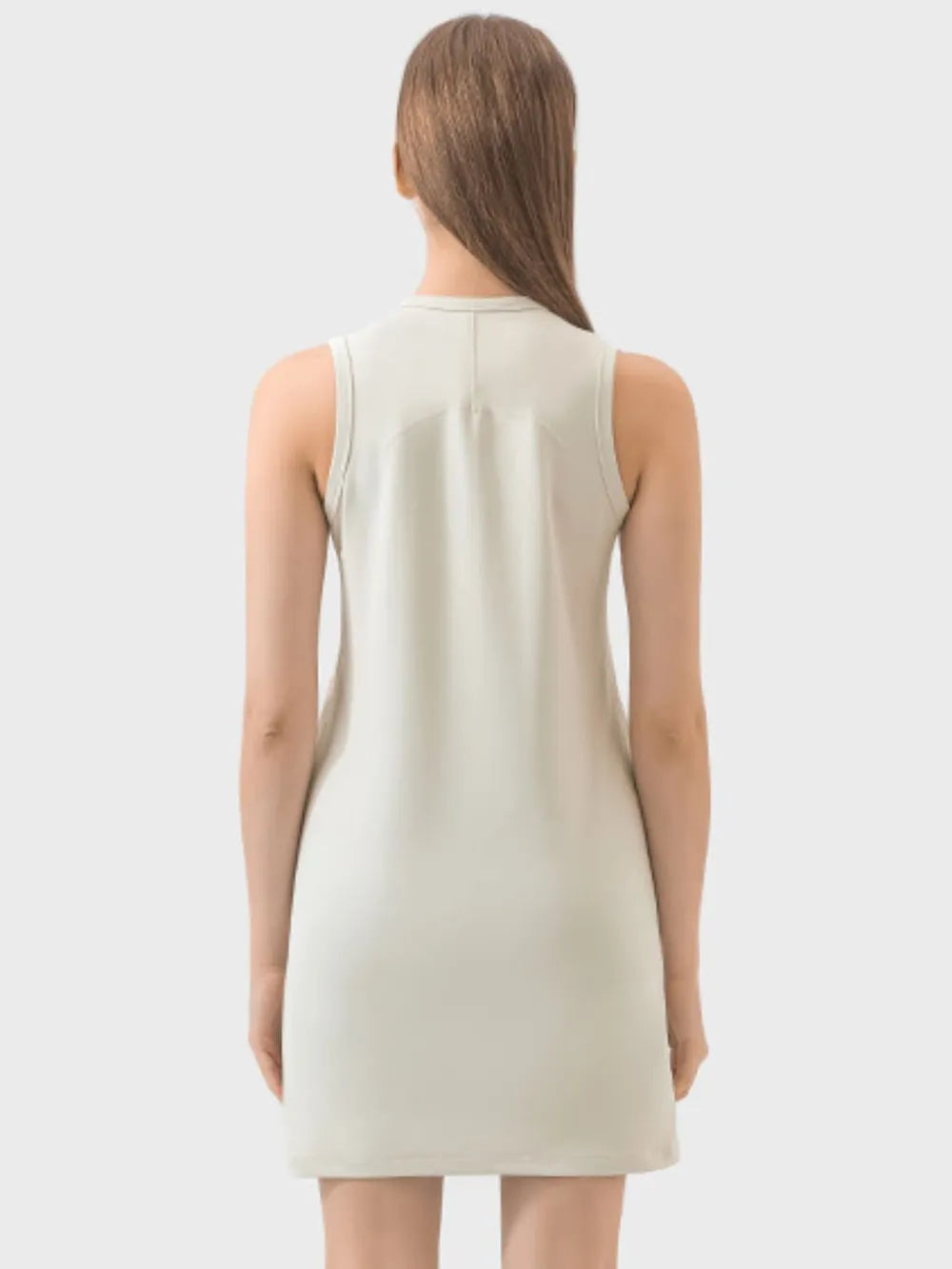 Round Neck Sleeveless Active Dress in Dark Green for Women