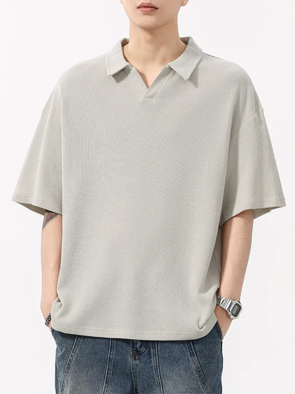 Plus Size Collared Neck Half Sleeve Polo in Royal Blue for Men
