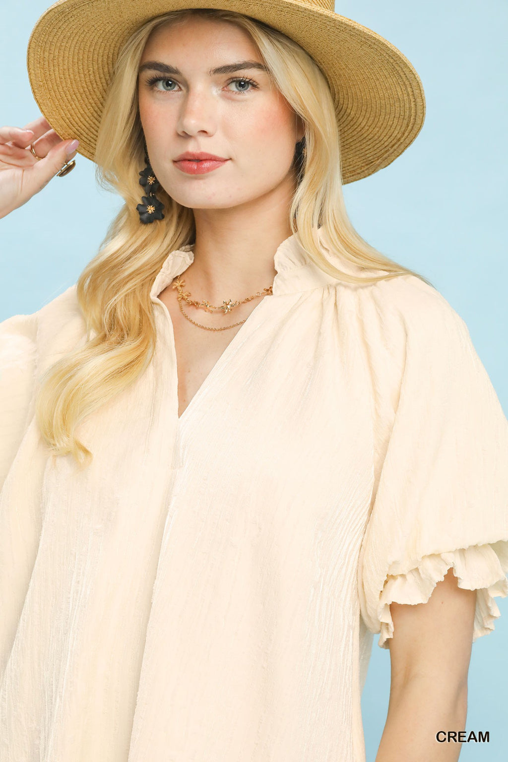 Linen Blend Ruffle Dress for Women