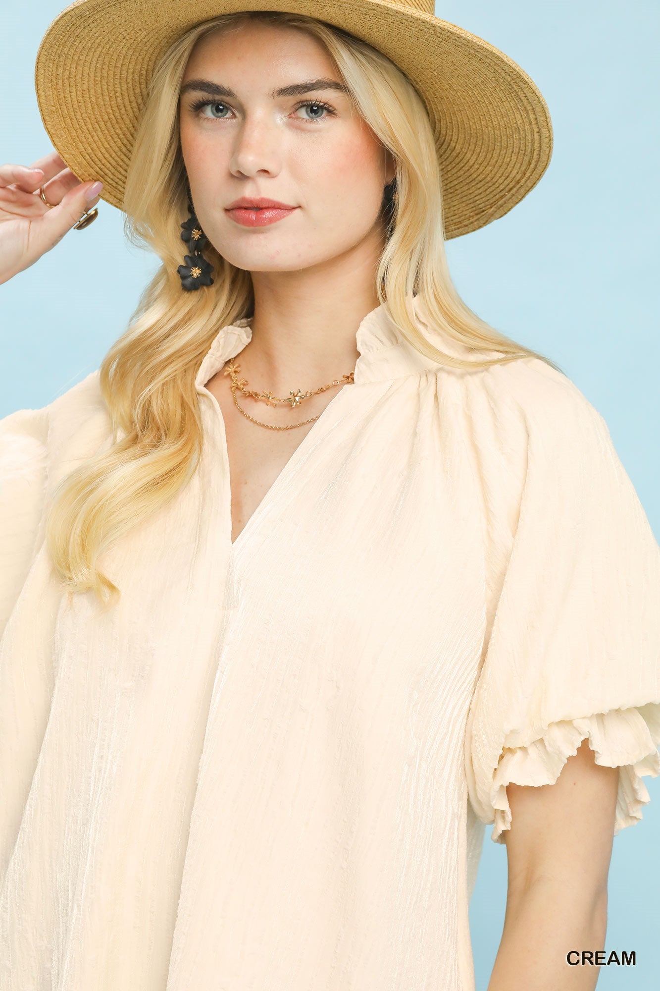 Linen Blend Ruffle Dress for Women