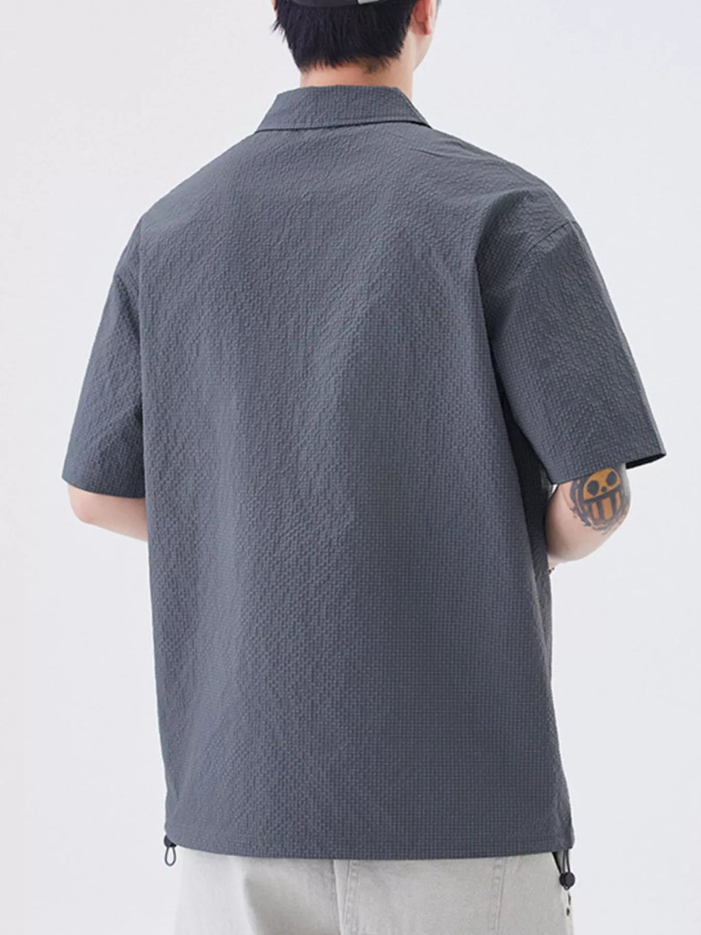 Quarter Zip Half Sleeve Polo in Olive for Men