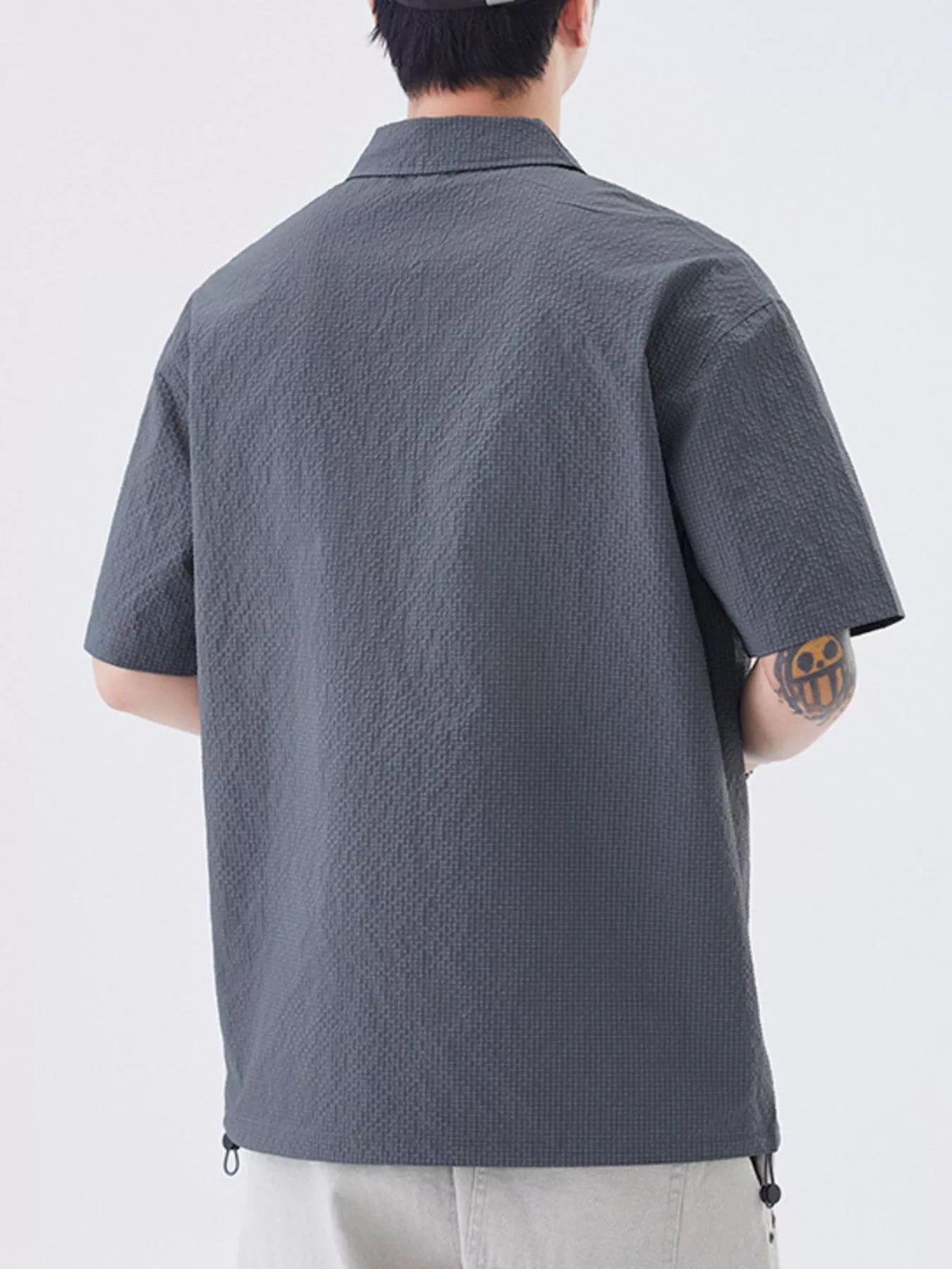 Quarter Zip Half Sleeve Polo in Olive for Men