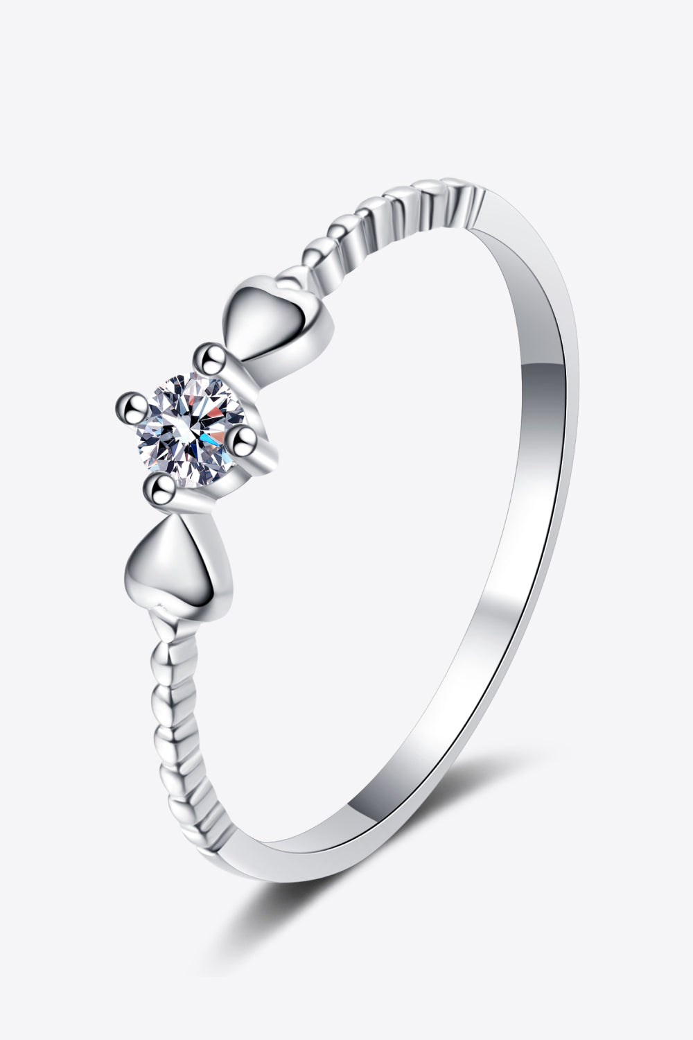 Adored Moissanite Heart 925 Sterling Silver Ring for Women