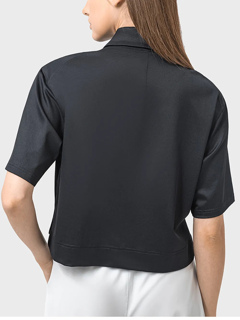 Half Button Short Sleeve Active T-Shirt in Turquoise for Women