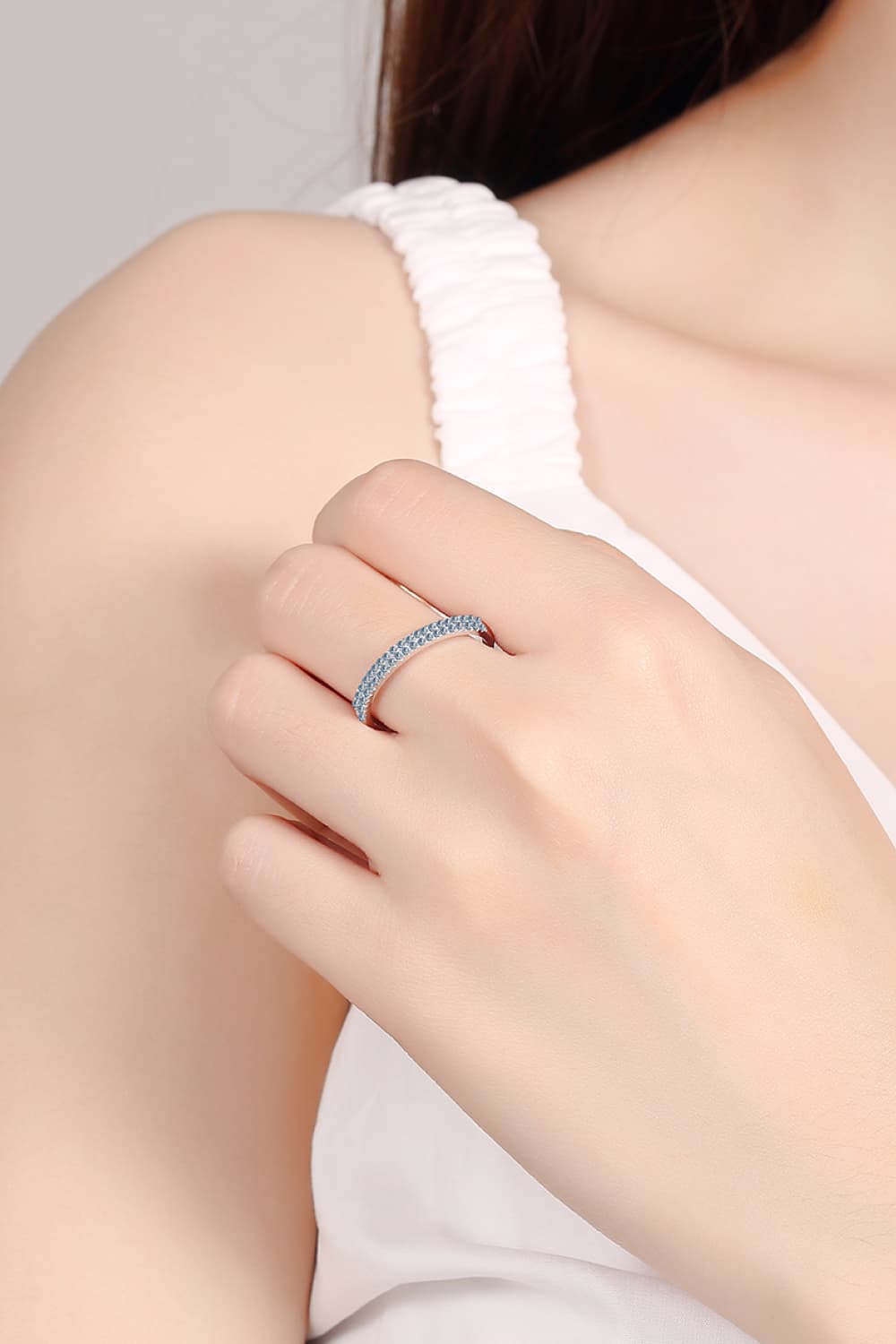 Moissanite 925 Sterling Silver Half-Eternity Ring for Women