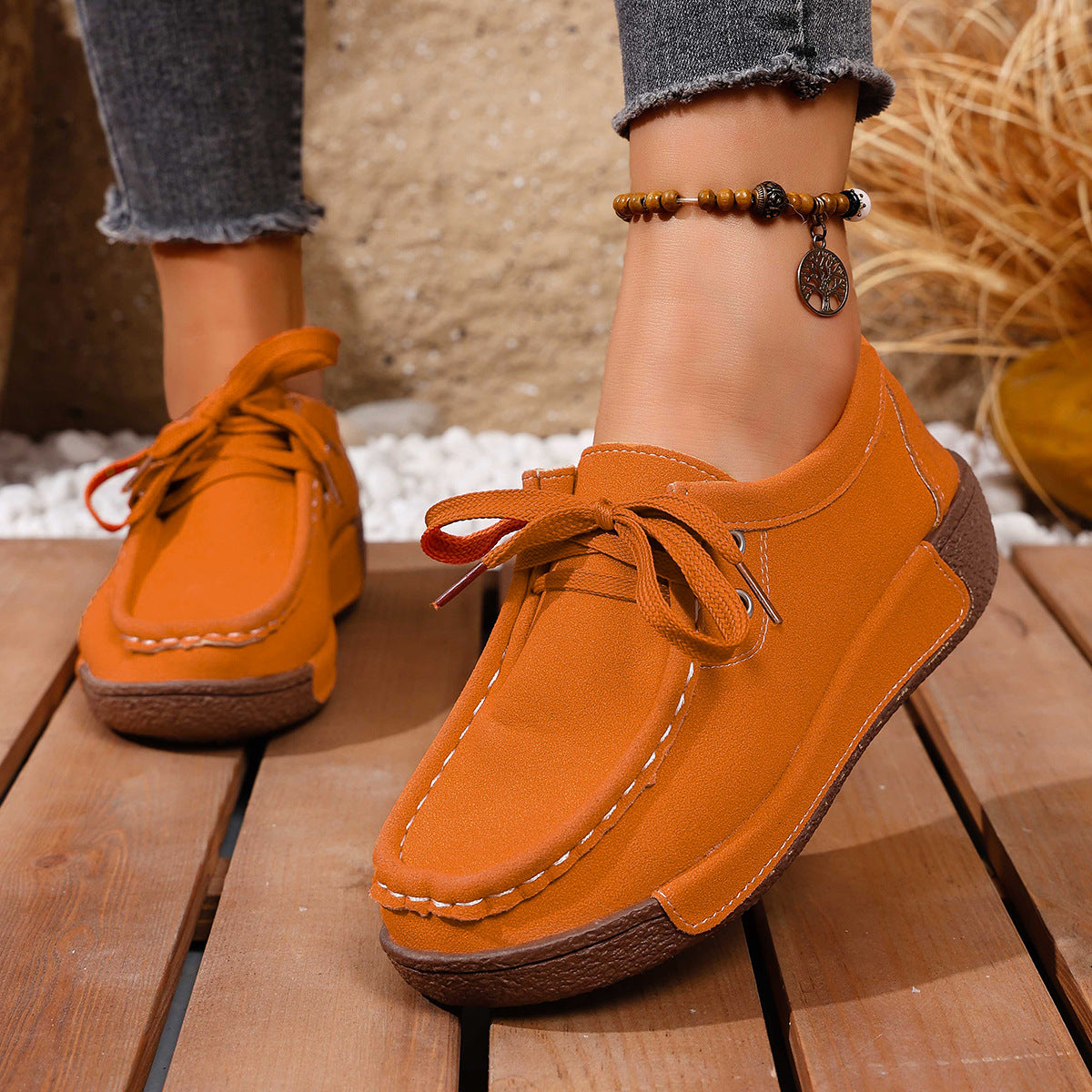 Lace Up Round Toe Sneakers in Black for Women
