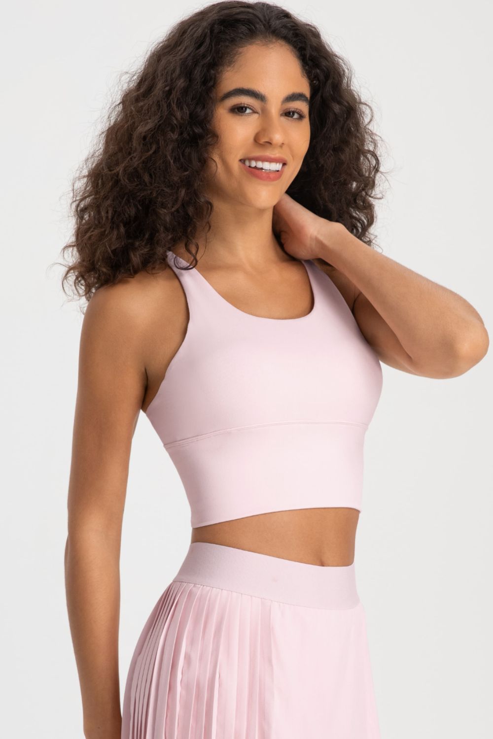 Crisscross Back Ladder Detail Sports Bra in Mid Green for Women