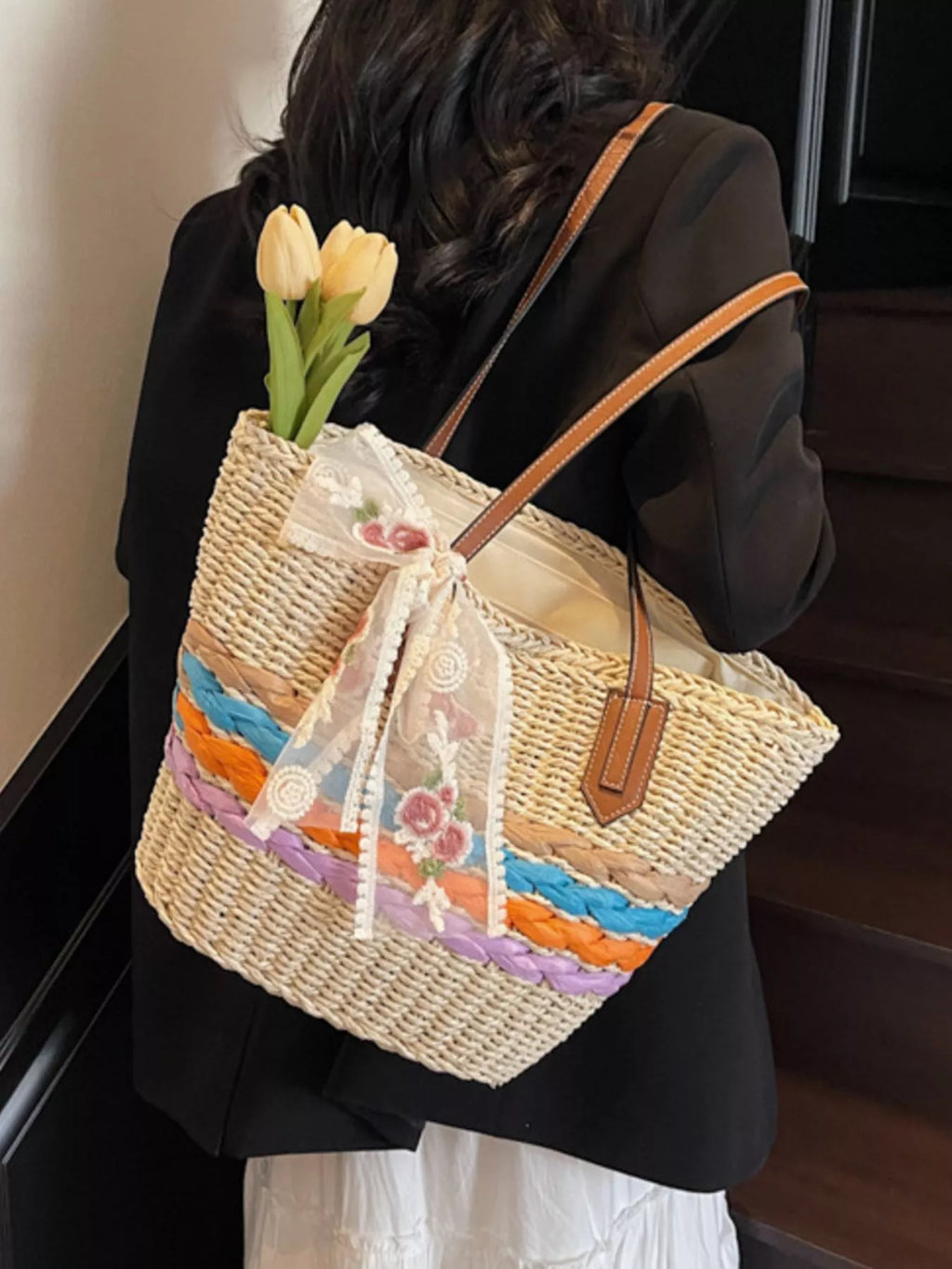 Straw Woven Shoulder Bag for Women