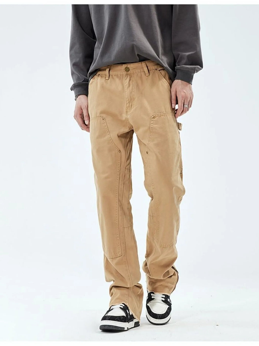Wide Leg Jeans in Black for Men