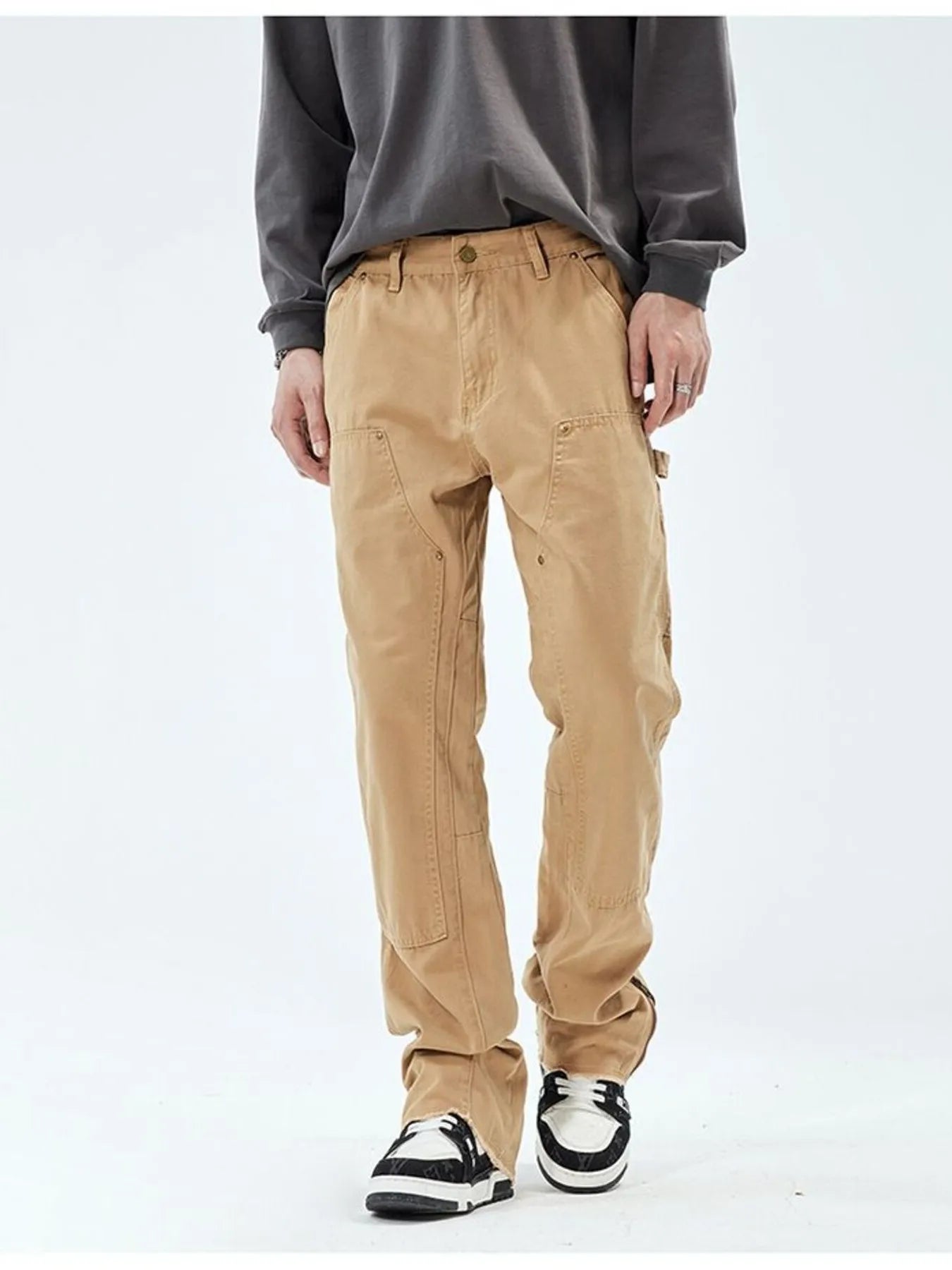 Wide Leg Jeans in Black for Men