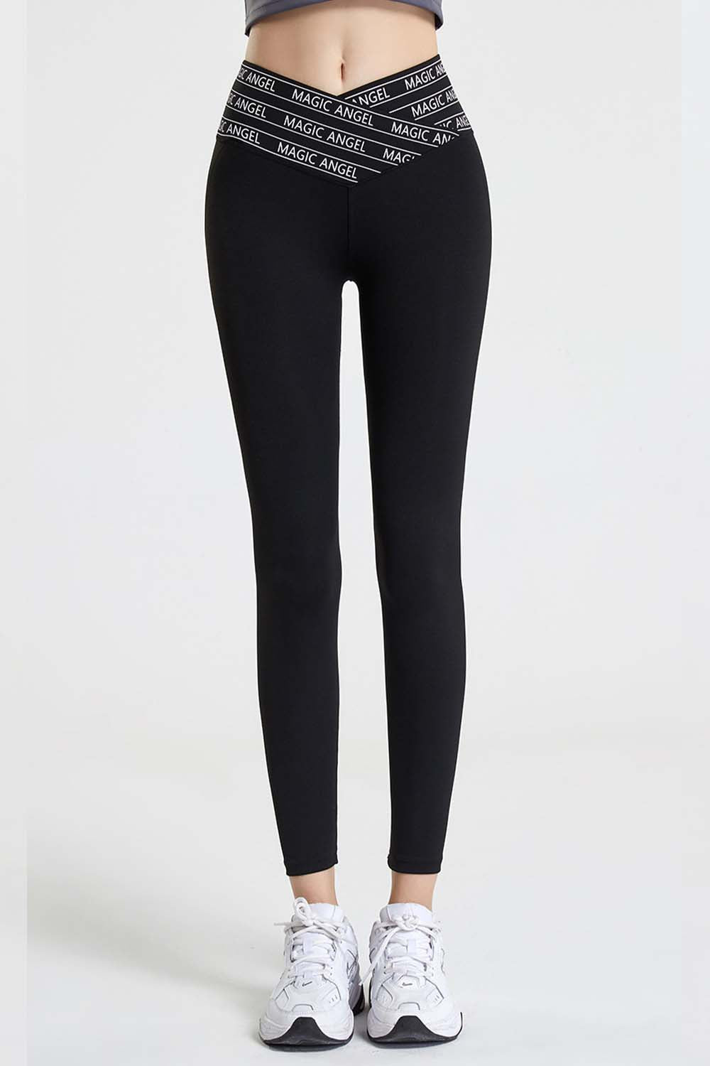 Wide Waistband Sports Pants in Black for Women