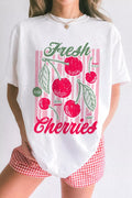 Fresh Cherries Graphic Oversized T-Shirt in White for Women