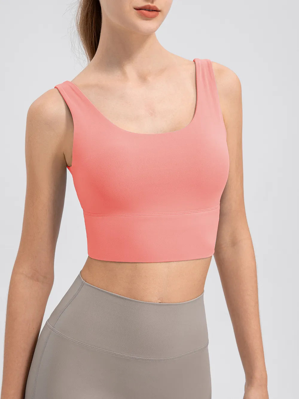 Scoop Neck Wide Strap Active Tank in Red-Violet for Women