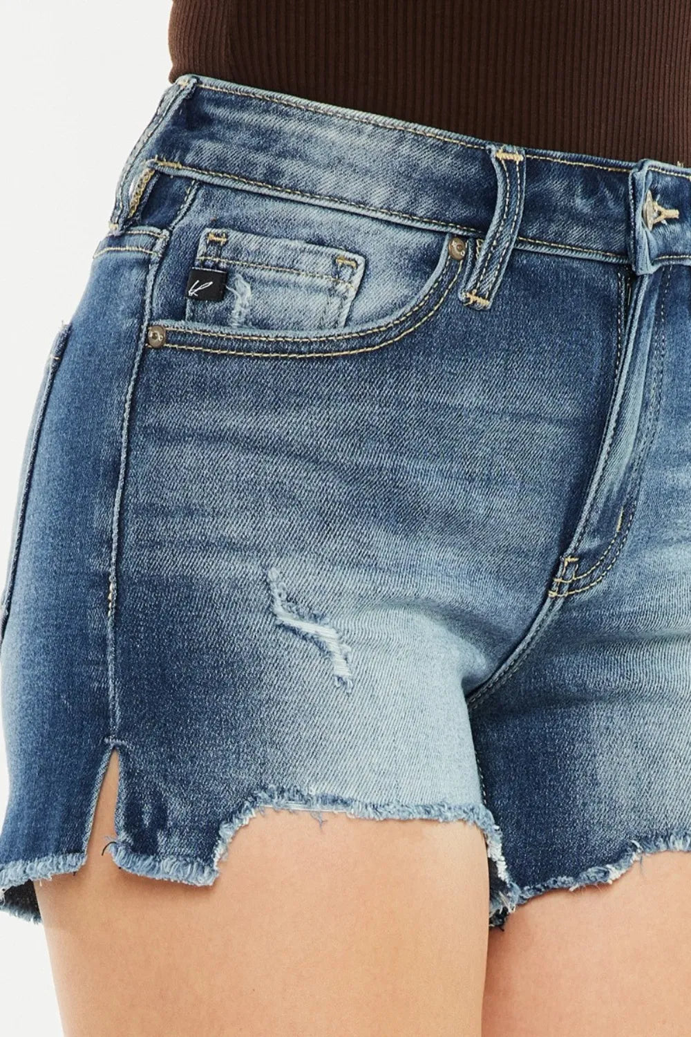 High Waist Raw Hem Denim Shorts for Women