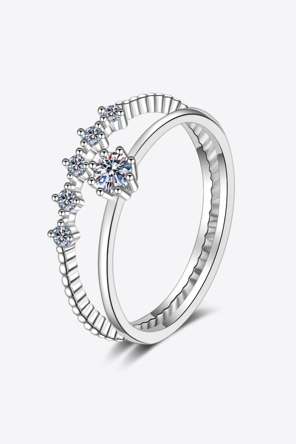 Moissanite 925 Sterling Silver Two-Piece Ring Set for Women