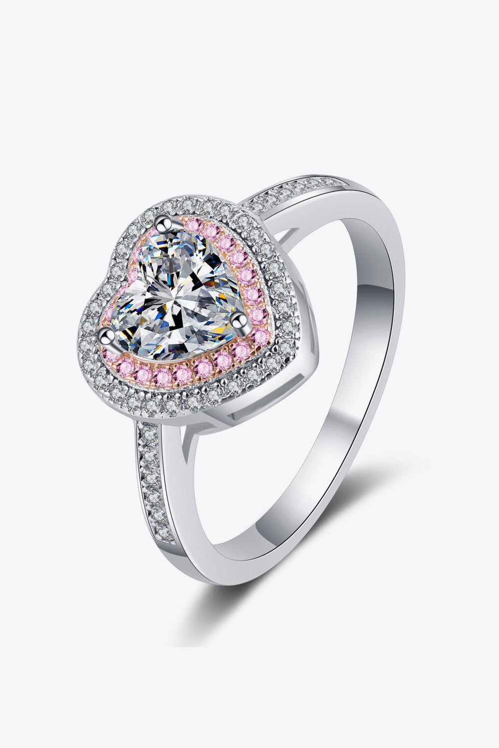 1 Carat Moissanite Heart 925 Sterling Silver Ring for Women