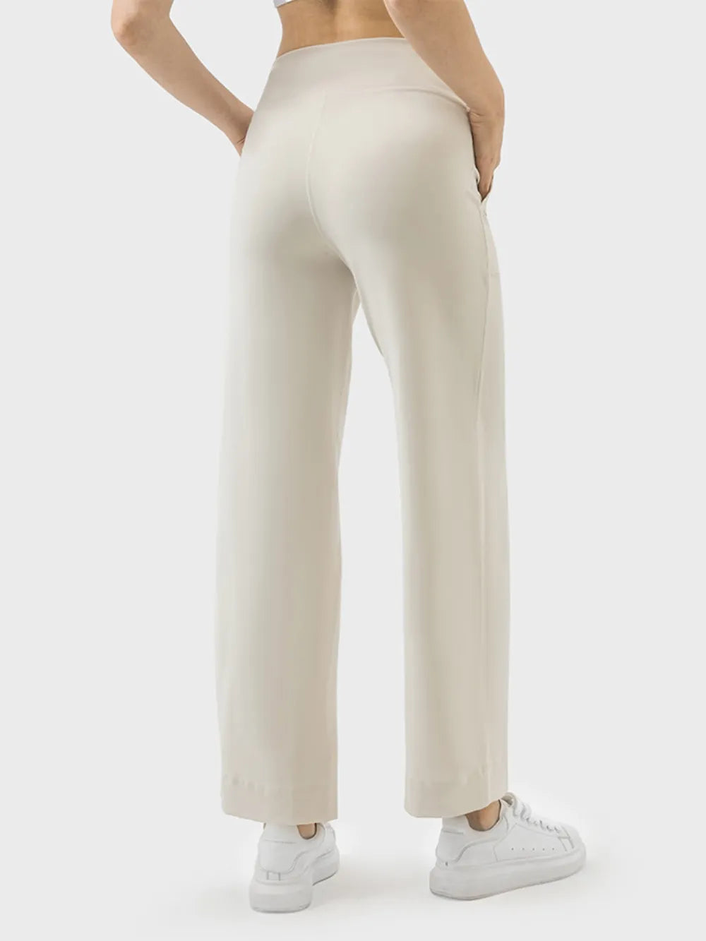 Drawstring Active Pants with Pockets in Dusty Blue for Women