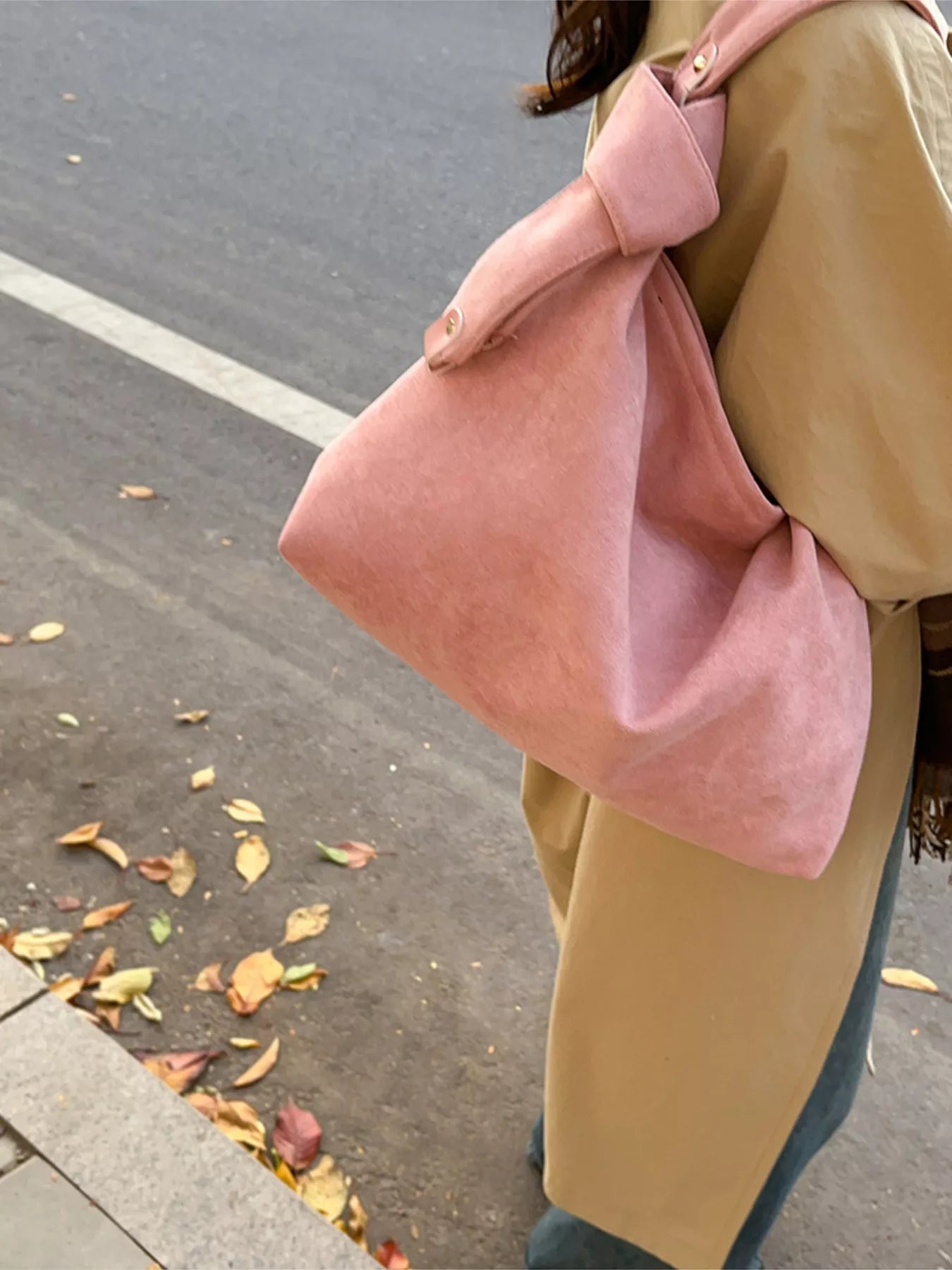 Suede Hobo Shoulder Bag for Women