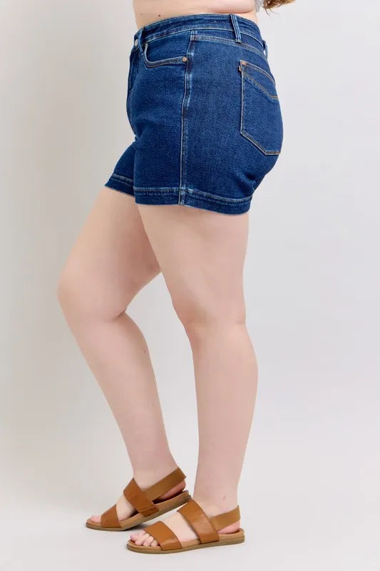 High Waist Tummy Control Denim Shorts Plus Size for Women
