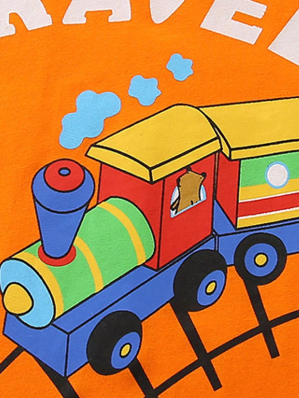 Love Travel Train Print Casual Set in Orange for Boys