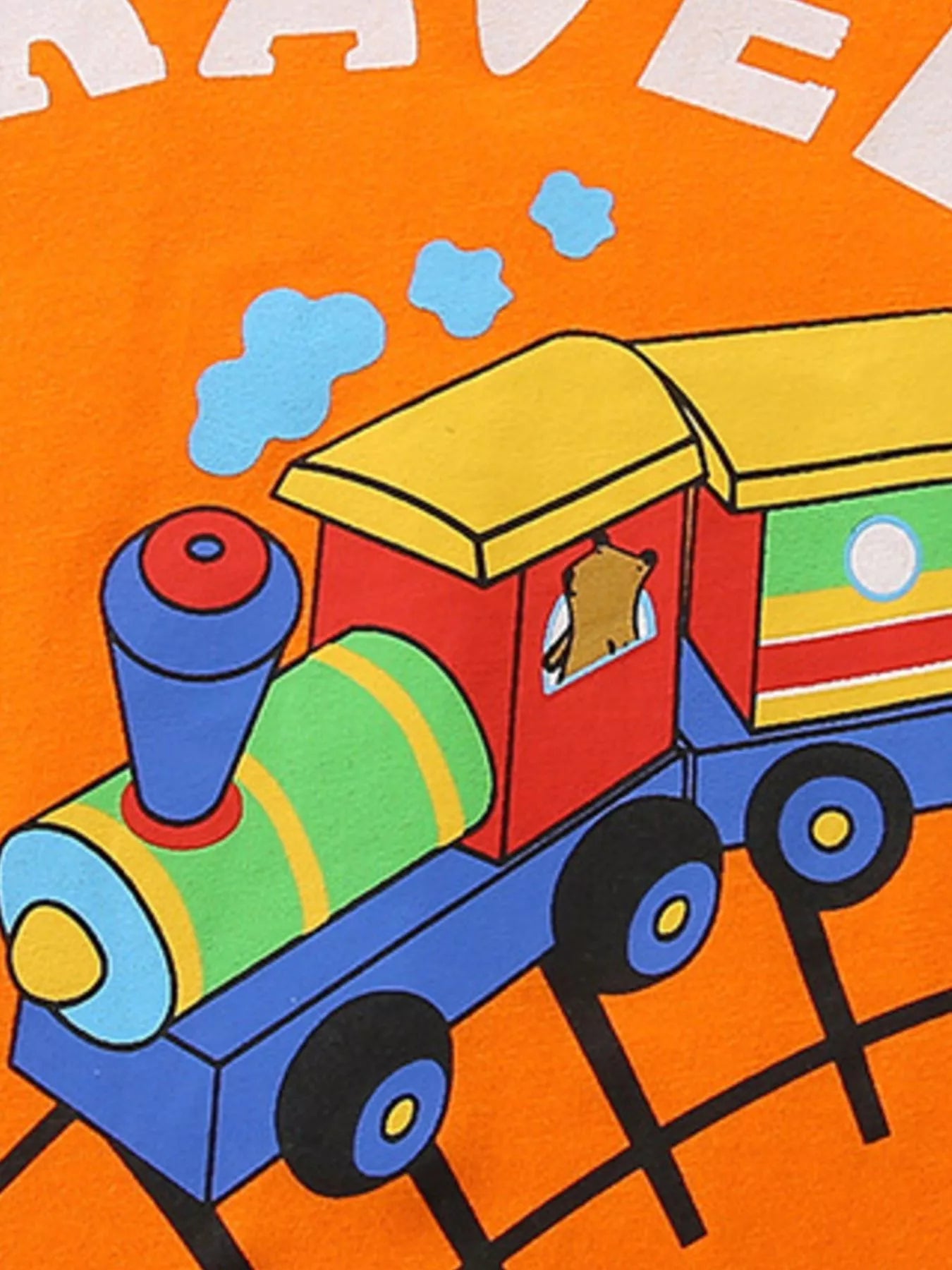 Love Travel Train Print Casual Set in Orange for Boys