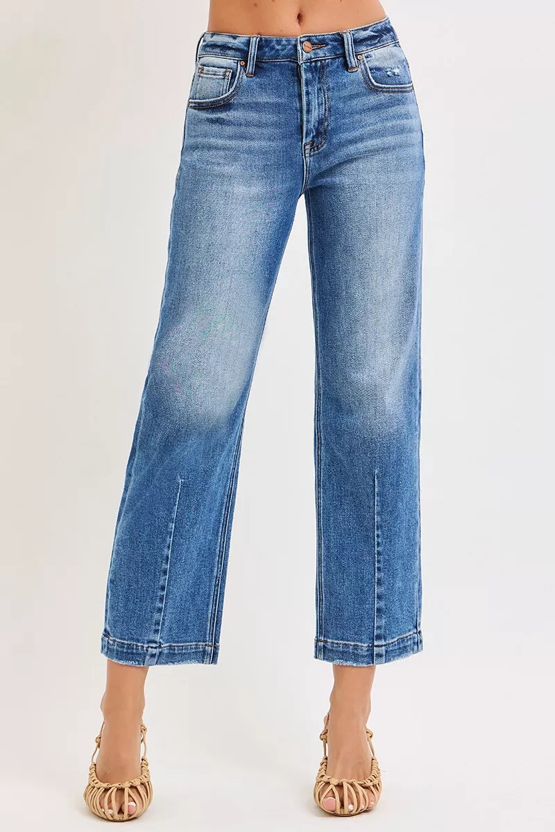 High Rise Crop Boyfriend Tapered Jeans in Dark for Women