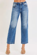 High Rise Crop Boyfriend Tapered Jeans in Dark for Women