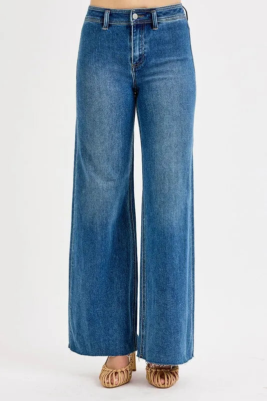 High-Waisted Wide Leg Jeans in Medium for Women