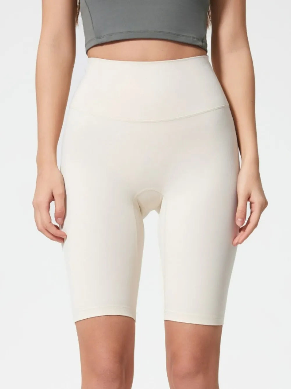 High Rise Wide Waistband Active Shorts in Dark Brown in White for Women