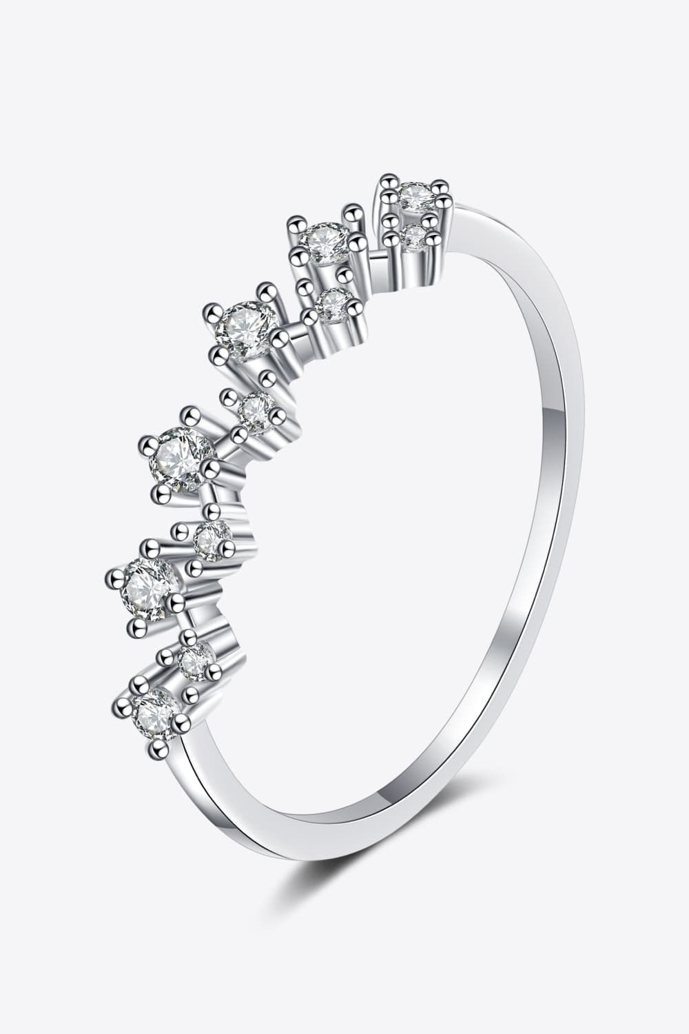 Moissanite Rhodium-Plated Half-Eternity Ring in Silver for Women