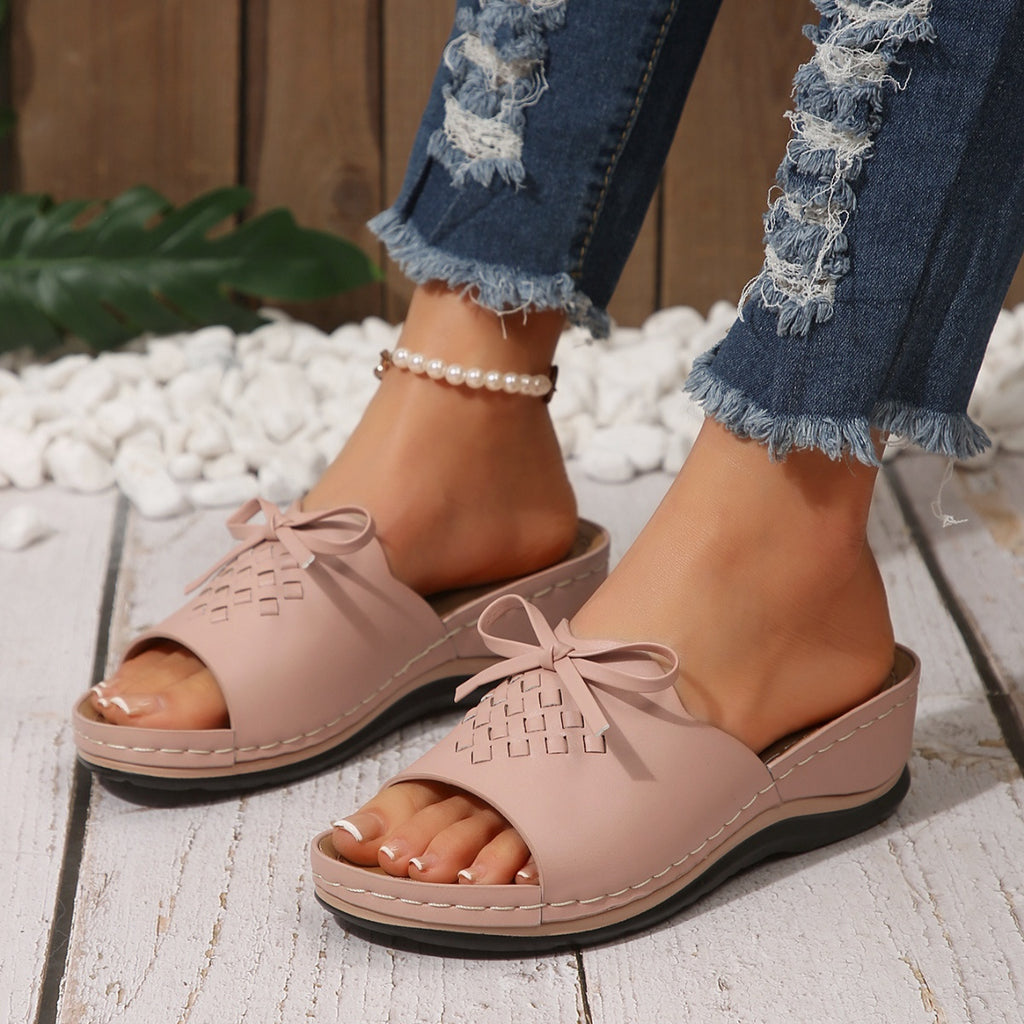 Open Toe Wedge Sandals in Light Pink for Women