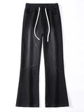 Drawstring Wide Leg Jeans Plus Size in Black in Ash for Men
