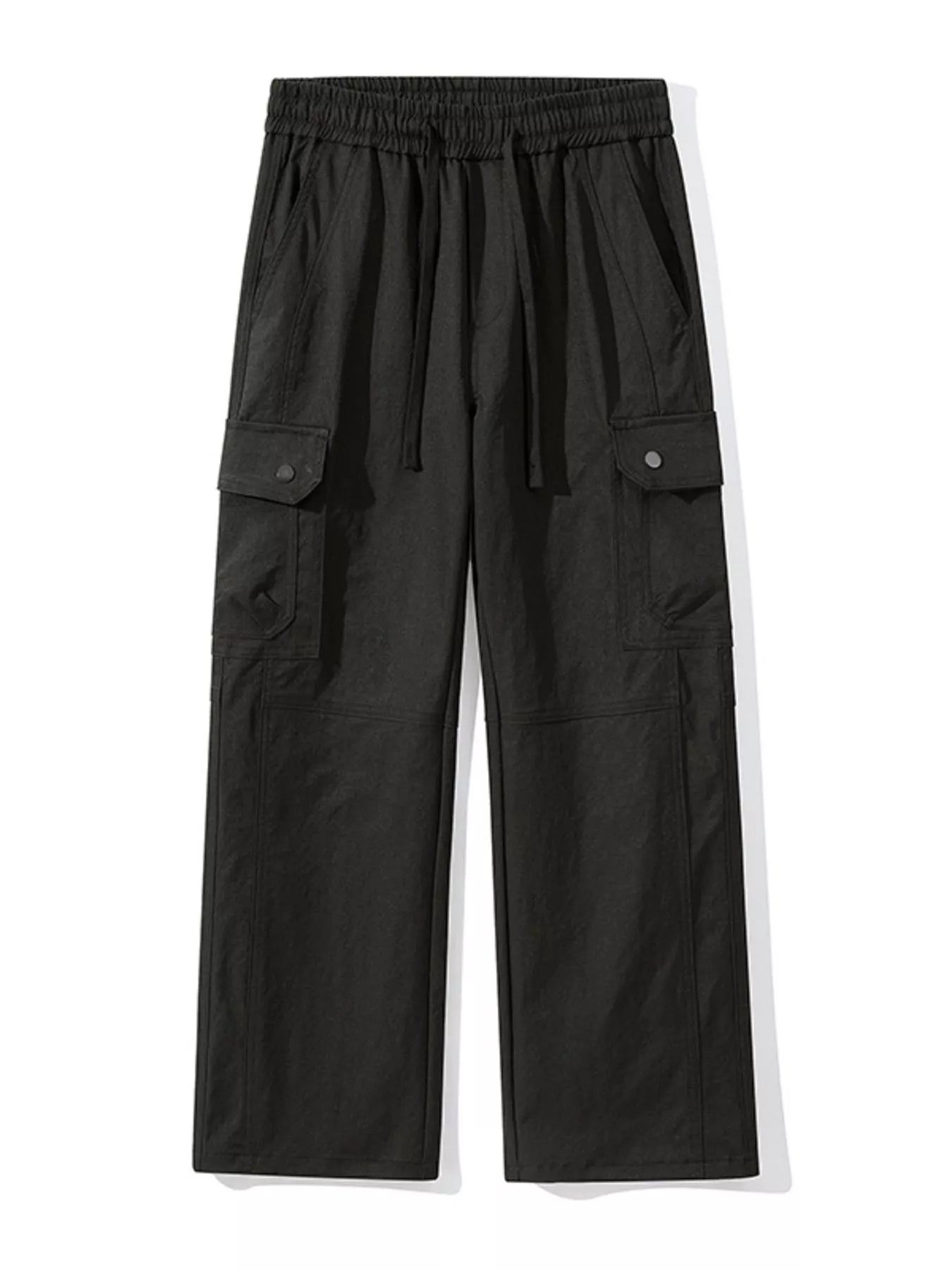 Drawstring Cargo Wide Leg Pants Plus Size in Coffee for Men