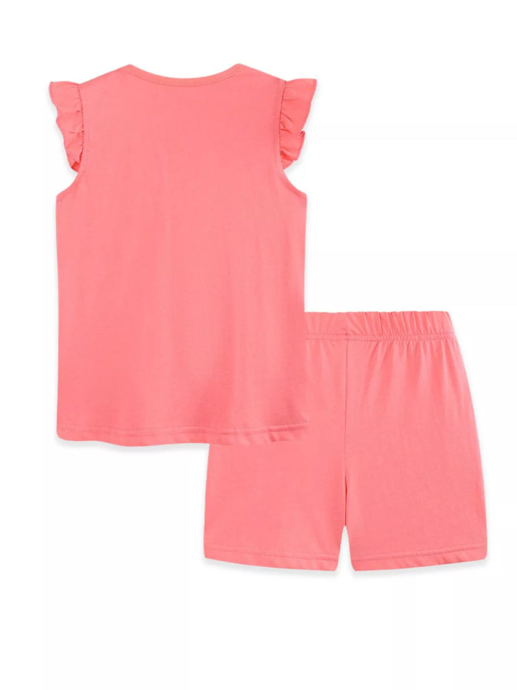 Bunny Heart Print Top and Shorts Set in Strawberry for Girls