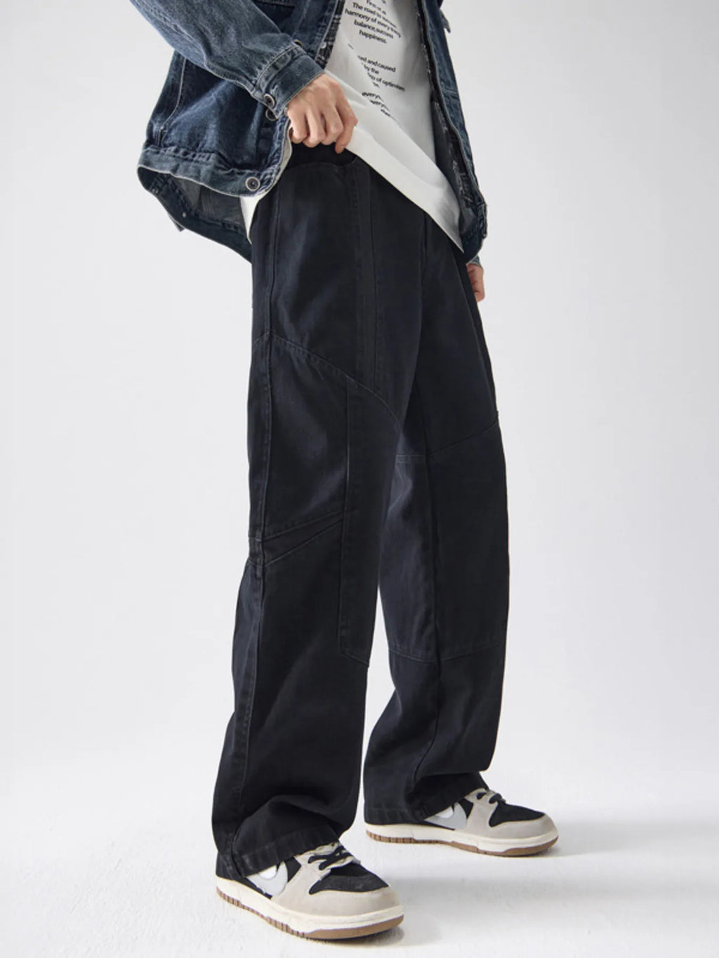 Wide Leg Pants Plus Size in Gray for Men