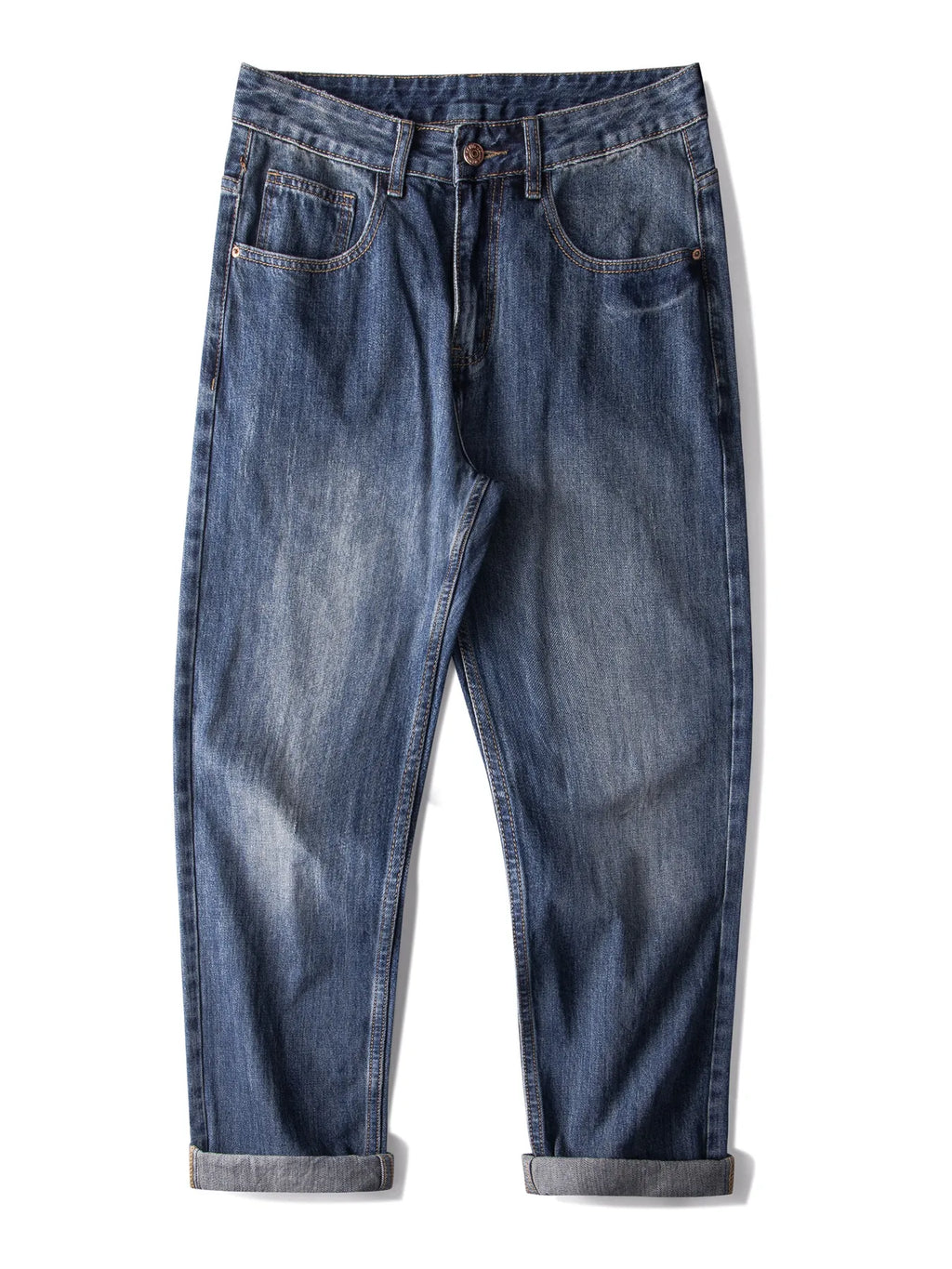 Vintage Wash Loose Fit Jeans in Dusty Blue for Men