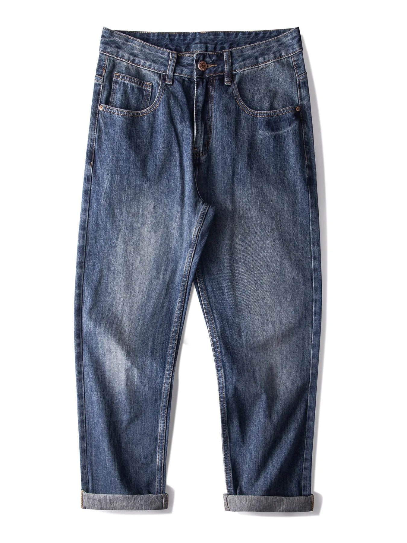 Vintage Wash Loose Fit Jeans in Dusty Blue for Men