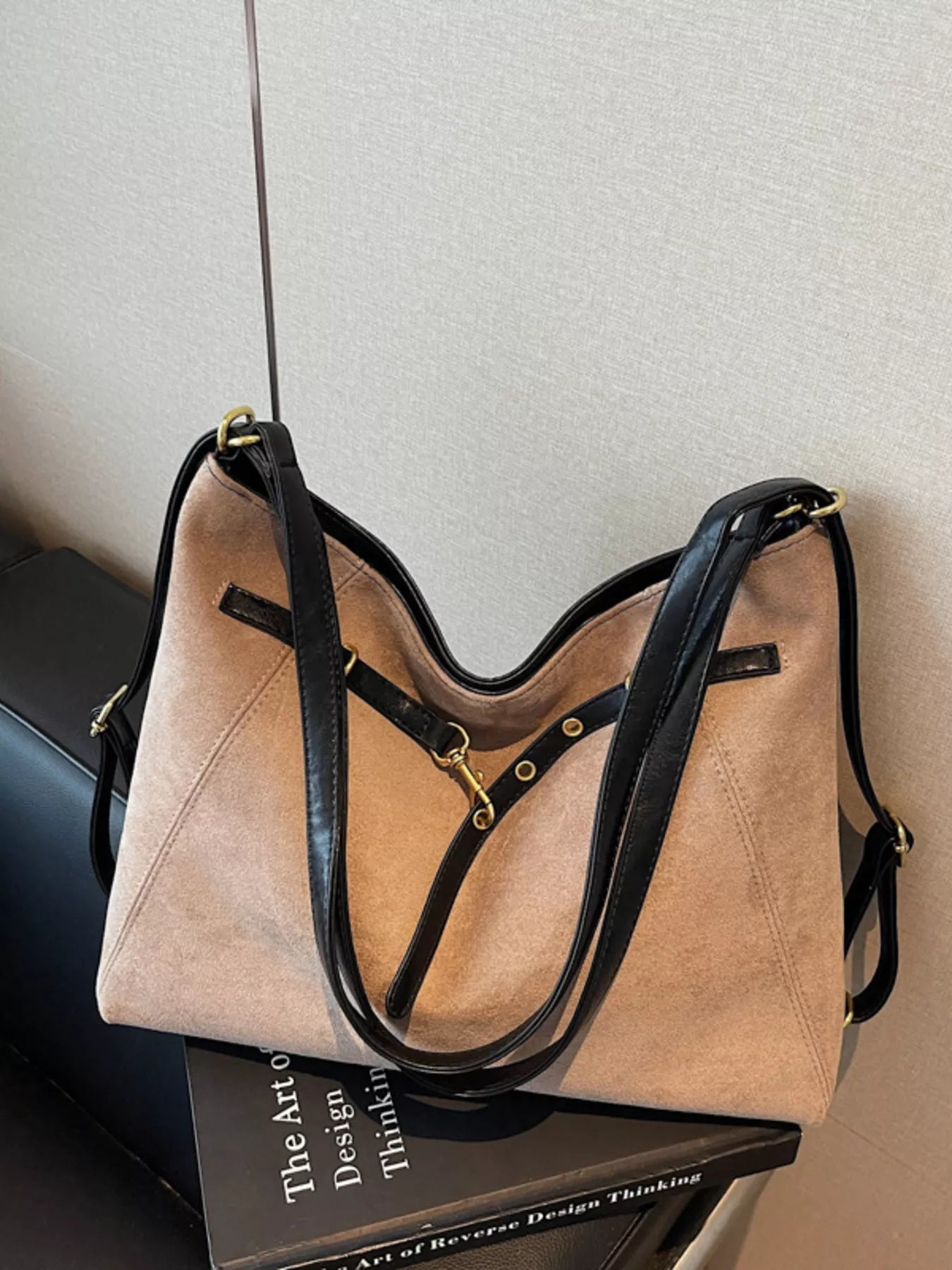 Convertible Adjustable Strap Backpack Bag in Khaki for Women