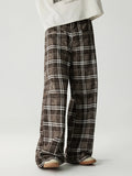 Plaid Wide Leg Pants in Dirty Coffee for Men