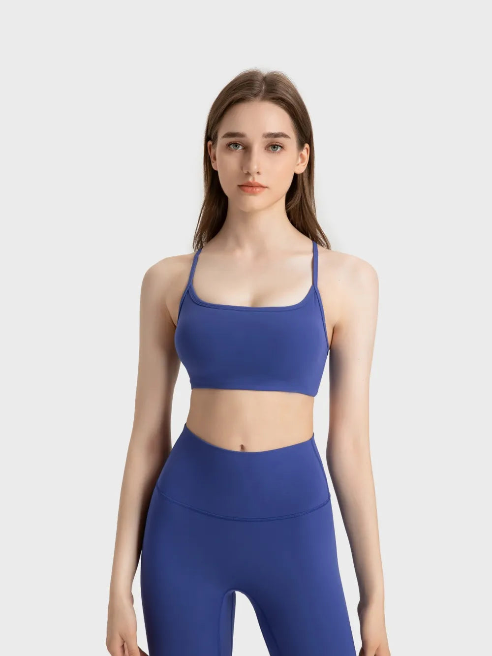 Crisscross Back Scoop Neck Active Cami with Detachable Chest Pads in Fuchsia Pink for Women