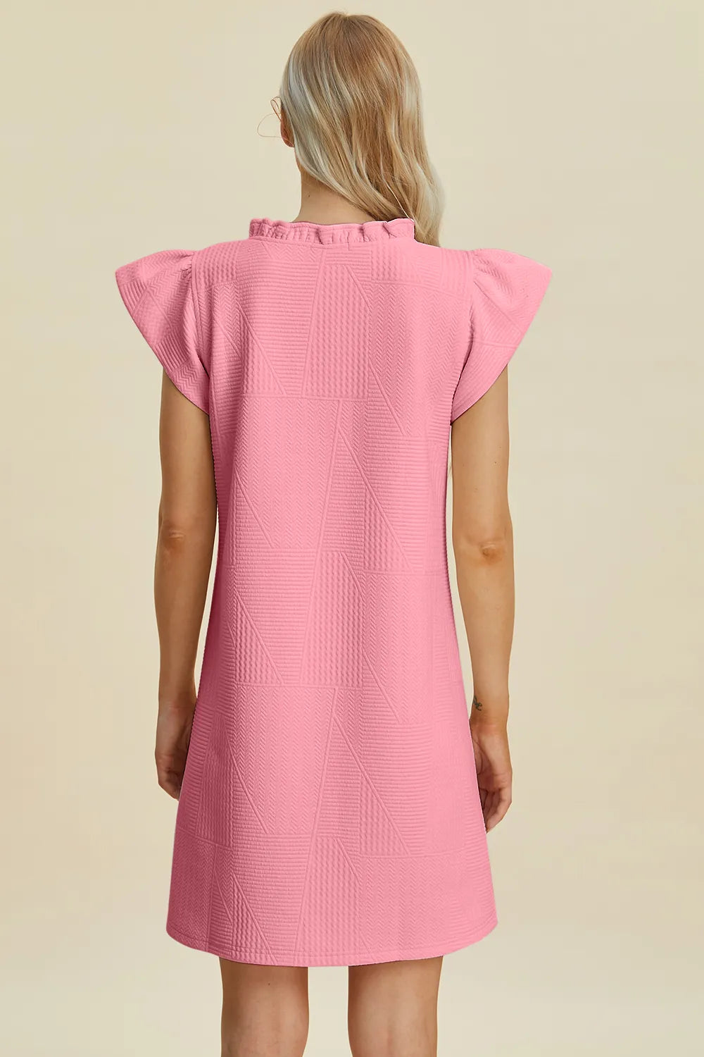 Plus Size Ruffled V-Neck Cap Sleeve Dress in Lavender for Women