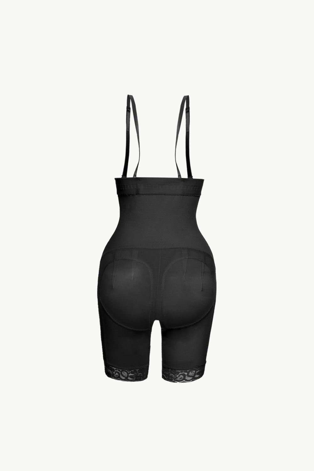Plus Size Hook-and-Eye Lace Trim Shaping Bodysuit in Black for Women