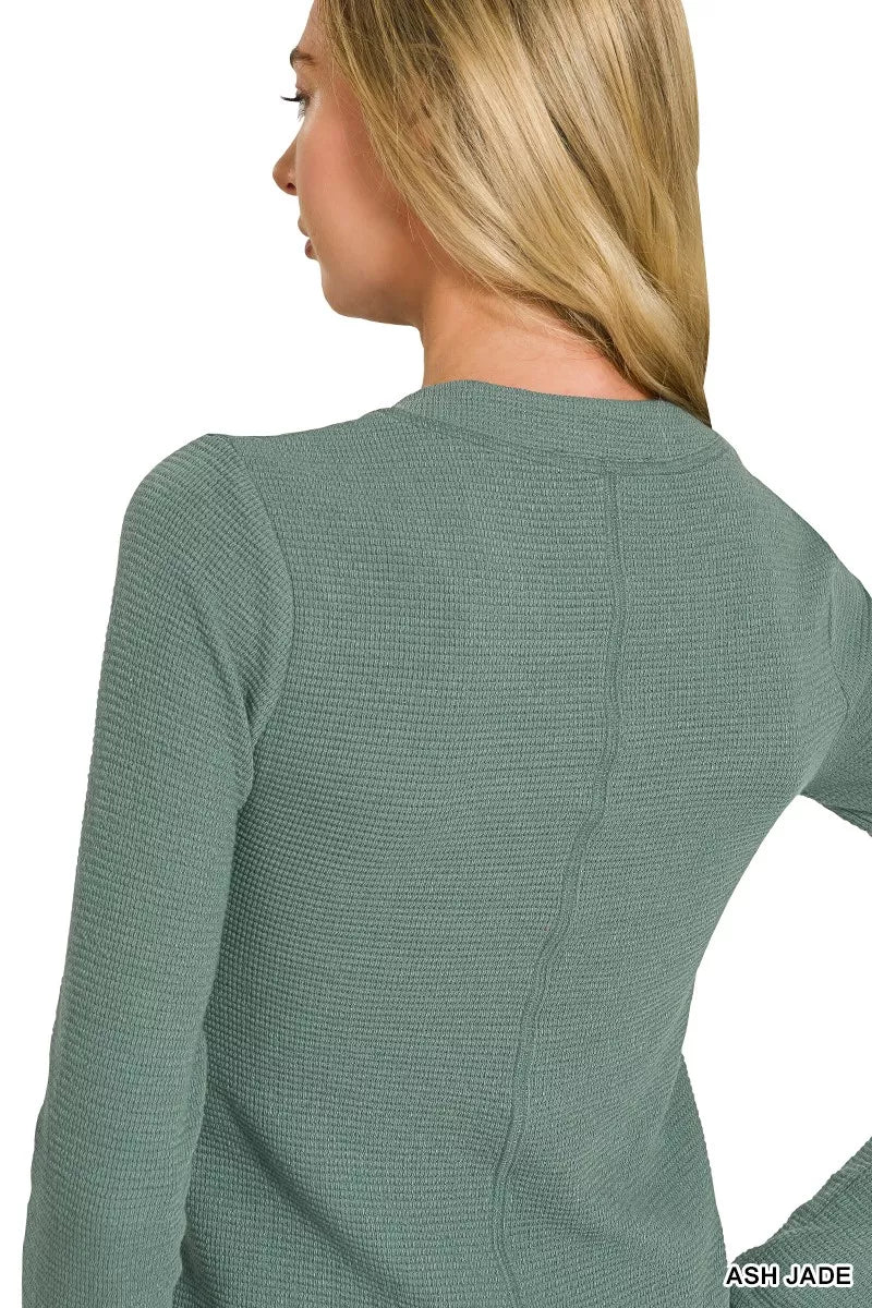 Double Knit Snap Button Shirts in Jade Green for Women