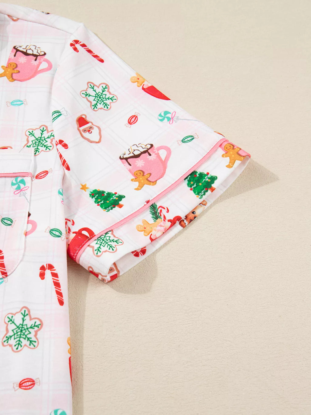 Christmas Spirit Cute Holiday Print Short Sleeve Shirt and Pants 2pcs Pajama Set for Women